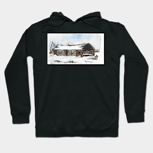 Snowy New England Barn Hoodie